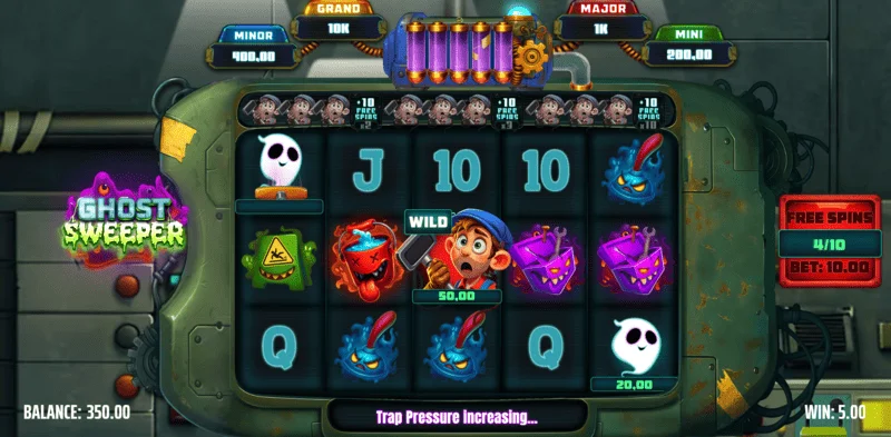 Ghost Sweeper - изпуснат Wild при основните барабани на играта